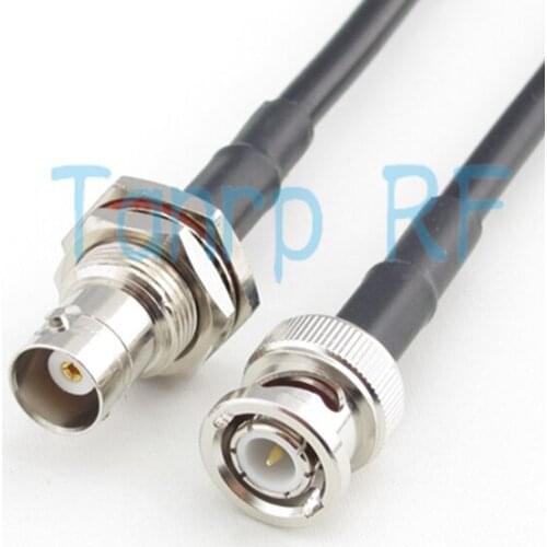 Free Shipping! 20INCH BNC male to BNC female nut bulkhead 50CM RG58 extension cable RF connector Pigtail coaxial jumper cable