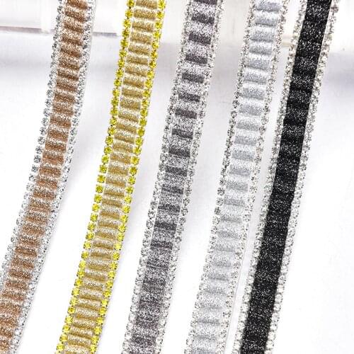 Shining Diamond Glitter Hotfix Tape Rhinestones Chain Bling Bling Crystal Ribbon Trim Bridal Wedding Dress Shoes Diy Decorative