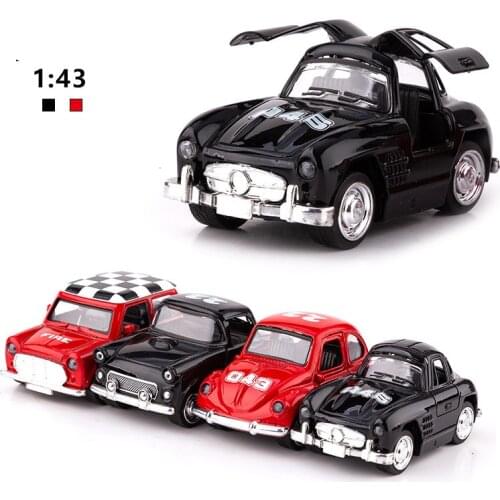 Alloy Car 1/43 DieCasts Series Mini Coop Alloy Car Toys Doors Openable Pull Back & Return Early Education Cartoon Police 5 Inc
