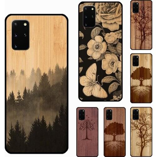 Tree Flower Bamboo Wood Case For Samsung Galaxy Note 20 Ultra S20 FE S8 S9 S10 Plus Note 10 Plus S21 Ultra Cover
