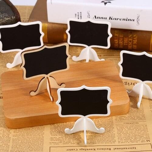 5pcs Wooden Crafts Mini Lace Chalkboard Wedding Tables Number Wooden Blackboard Stand For New Year Party Christmas Decoration