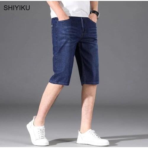 Mens Summer Denim Shorts, Mens Summer Mens Jeans, Mens Slim Thin Straight Stretch Five-point Pants New