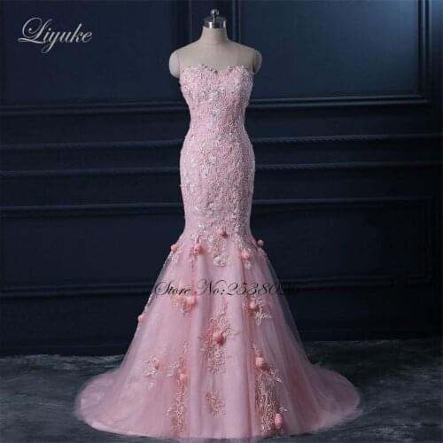 Liyuke Amazing Sweetheart Mermaid Evening Dress Unique Pearls Sleeveless Floor-Length Elegant Long Formal Dress