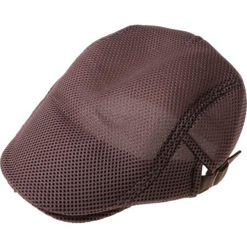 Mens Breathable Mesh Summer Duckbill Hat Newsboy Beret Ivy Cap Cabbie Flat Soft
