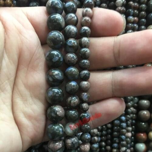 Natural Blue Amphibole Stone Beads Round Flash Blue Beads For Jewelry Making for Beadwork DIY Bracelet Necklace 6mm 8mm 10mm