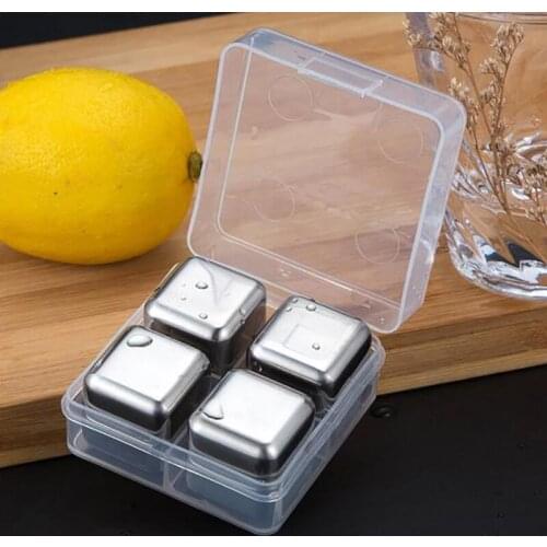 Food Grade 304 Stainless Steel Ice Cubes Reusable Chilling Stones for Whiskey Wine Fast Cooling Cold Longer Drinking Tool Set MJ