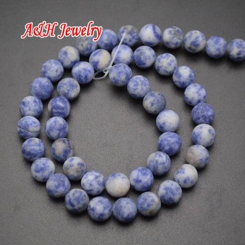 Matte Surface Blue Veins Round Beads For Fashion Jewelry Making Materials 5pc/lot
