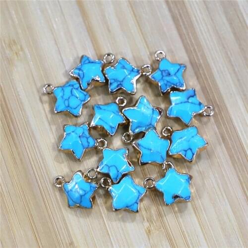 Fashionable High-quality Natural Turquoises Five-pointed Star Charm Pendant, Used for Earring Pendant Jewelry Making
