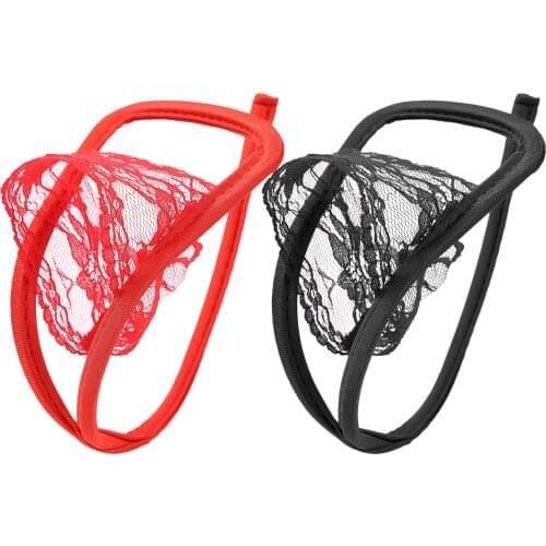 Men G-String See-Through Breathable Sexy Exotic Floral Lace Invisible Sissy Lingerie Underwear Strapless Thongs Valentines Day