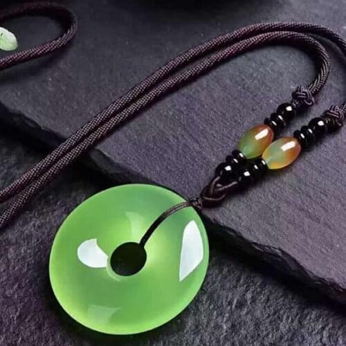 Natural Chinese A Grade Green ice Jadeite Necklace Pendant