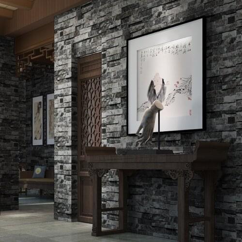 Beibehang Modern Chinese 3D gray brick pattern wallpaper antique brick personalized restaurant bar retro red brick wallpaper