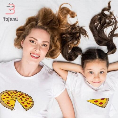 Family Matching Clothes Father Mother Daughter Son Pizza Print Toddler & Mens T-Shirt Matching Set Outfits Kid Babt Family Look