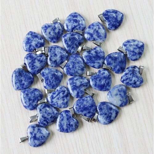 Wholesale Charms Natural Sodalite Stone Love Heart Beads Pendants 20mm DIY Jewelry Making For Women Gift Free Shipping