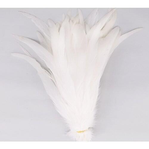 Wholesale 100pcs/lot Natural White Rooster Feathers 30-35cm Raw White Color Chicken Feather Diy Handmade Carnival Decoration