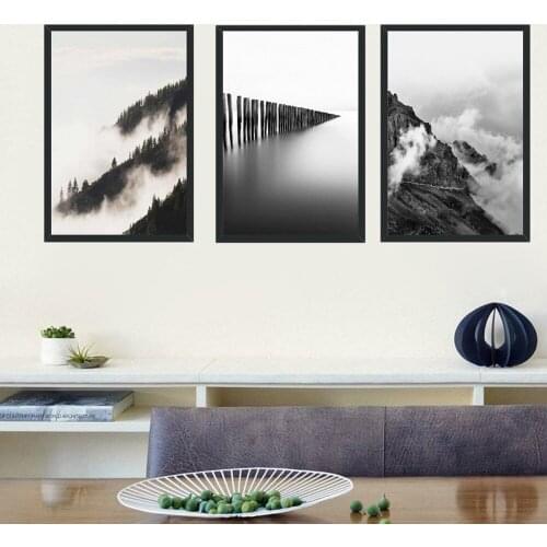 Atomized Forest Canvas Painting Quiet Forest Foggy Landscape Poster Living Room Bedroom Home Wall Art Decoration Pictures Murals