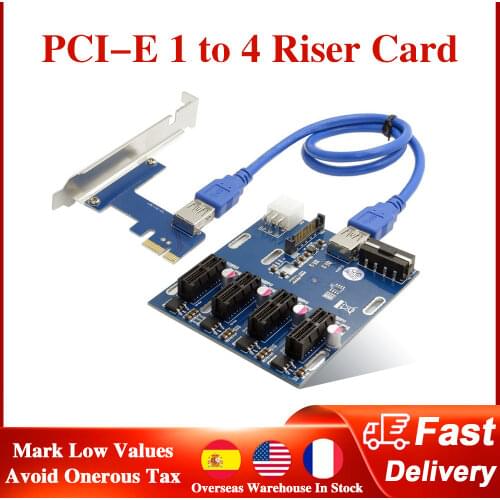 PCI-E 1 to 4 PCI Express 1X Slots Riser Card Mini ITX to External 4 PCI-e Slot Adapter Extension Card PCIe Port Multiplier Card