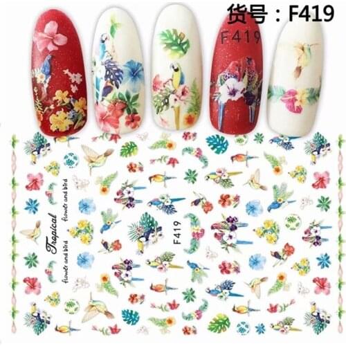 Flower pattern Self-adhesive ultra-thin 3D decals Nail Art decorations Stickers Manicure acrylic beauty nail supplies F417-422