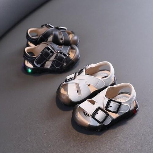 Summer Girls Soft Sole Anti Slip Sandals Pu Leather Beach Shoes Boys Fashion Simplicity Comfortable Breathable Casual Sandals
