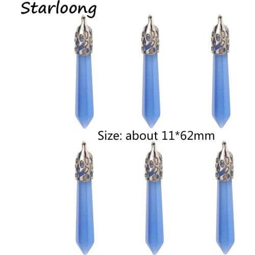 Hexagonal MultiColor Natural Amethys Lapis Opal Tiger Eye Crystal Pillar Quartz Glass Gem Stone Pendant for DIY Necklace Making