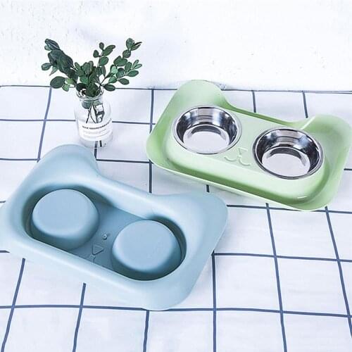 SOLEDI Cat Shape Separable Cat Double Bowl Small Animals Travel Feeding Food Hamsters Multipurpose Dog Double Bowl Puppy