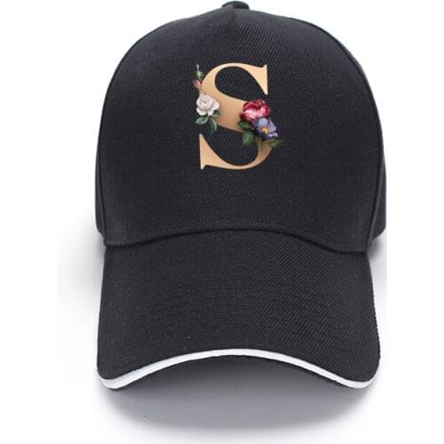 Sports outdoor baseball cap 26 letter flowers pattern peaked hat fisherman hat sunshade breathable striped elastic women/men hat