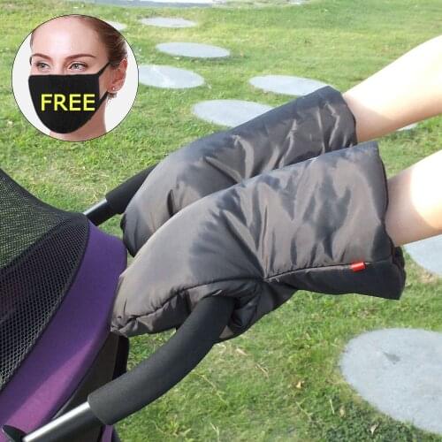 Thicken Fur Fleece Warm Baby Winter Stroller Hand Muff Waterproof Kids Pushchair Hand Cover Gloves Mittens Stroller Accessories