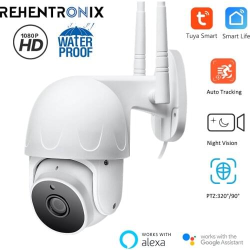 Tuya Outdoor Smart WiFi Dome Camera 1080P HD Security PTZ IP Camera With Human Auto Tracking Support Alexa Google Home IP66