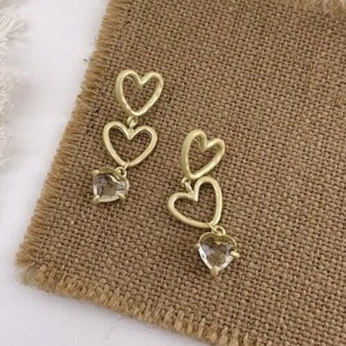 U-Magical Luxury Love Heart Long Tassel Gold Metallic Dangle Earring for Women Trendy Hollow Cubic Zirconia Earring Jewellery