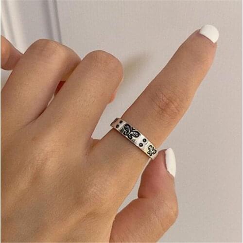 Retro Female Silver Color Butterfly Open Ring Index Finger Ring for Women Exquisite Jewelry Gifts