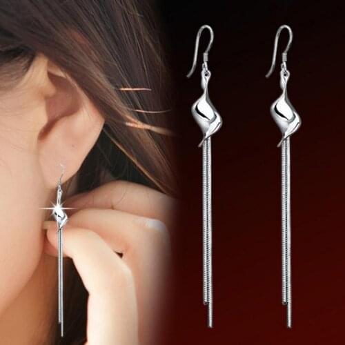 Top Quality Silver Alloy Long Tassel Earrings Twisted Design Dangle Earrings For Women Statement Jewelry Hot Sale