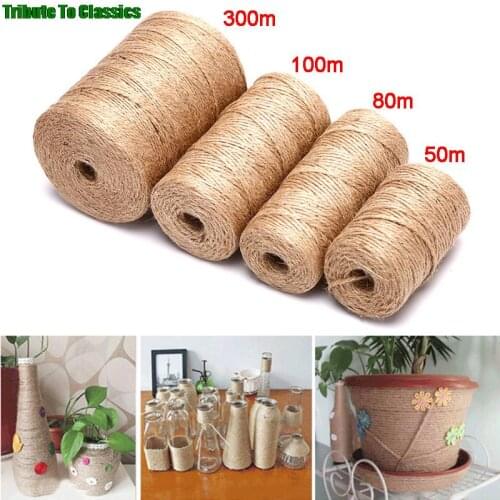 1Roll Natural Jute Twine Burlap String Hemp Rope Party Wedding Gift Wrapping Cords Thread DIY Scrapbooking Florists Craft Decor