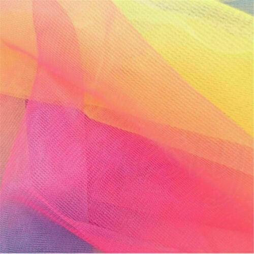1 Yard 57'' Lace Fabric Organza Rainbow Embroidery Wedding Dress Decor Crafts