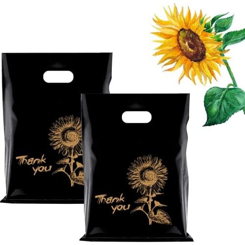 100Pcs Gift Bags Kraft Paper Bags with Handles Reusable Plastic Shopping Wedding Party Thank You Bags 12In X 16In Black