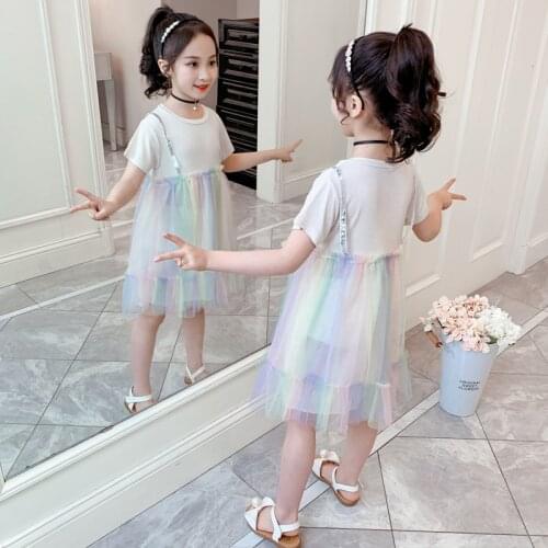 2021 Summer New Arrival Girls Fashion Cartoon Printed Dress Kids Back Bow Dresses Girls Dress