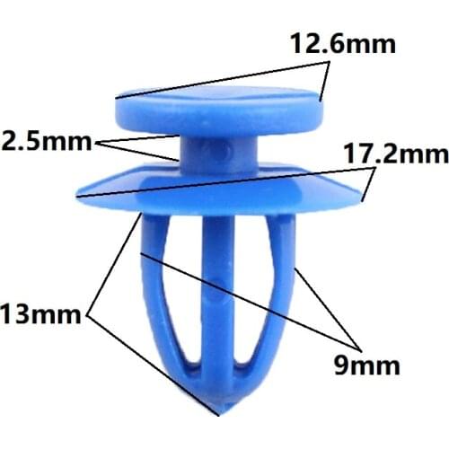 30Pcs Car Door Panel Bumper Retainer Fixed Clips 9mm Blue Auto Vehicle Interior Door Card Moulding Clamps