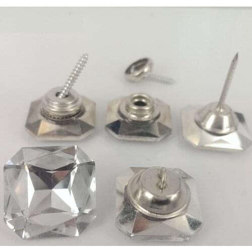 50Pcs/Lot Square Crystal Upholstery Sofa Headboard Buttons Nails Tacks Diamond Studs Flat Head
