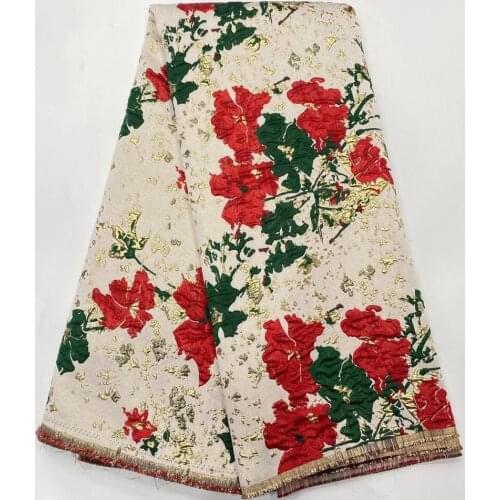 African Jacquard Lace Fabric Nigerian Brocade Cloth Floral DIY Robe Material Tissu Sewing Tela Patchwork For Womens Dress PJZ8