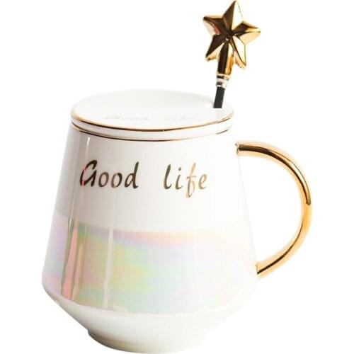 Aurora Mother Of Pearl Glaze Ceramic Coffee Cup And Saucer Phnom Penh Porcelain Mug Creative Gifts