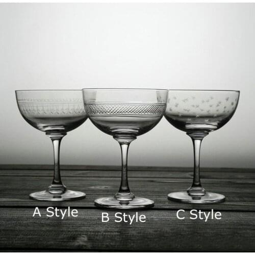 Free Shipping 4PCS 150ml Japanese Style Classic Engraving Cocktail Glass Set of 4