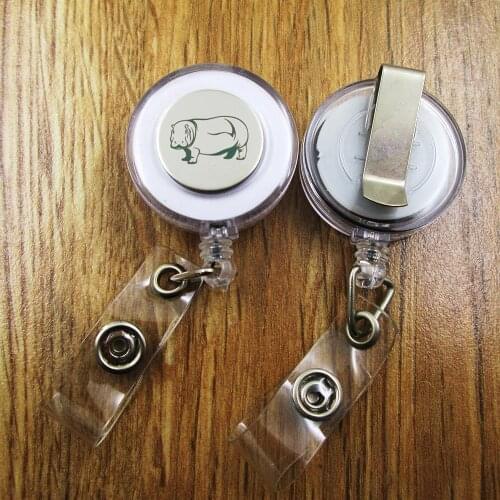 Hippo ID Badge Reel gift for him/her friend family retractable recoil id badge holder work fun