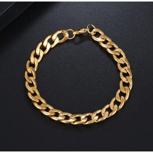 New Trendy Cuban Chain Men Bracelets Classic Stainless Steel Chain Bracelet For Men Women Jewelry Gifts Friends Gothic Party