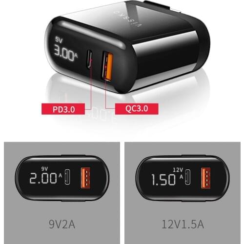 Quick Charge 3.0 USB Charger and Cable For iPhone 11 Pro Max Samsung Huawei Mobile Phone QC3.0 PD3.0 Type C PD Fast Charger