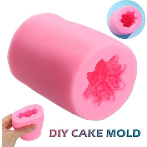 Valentine Wedding Rose Cylinder Silicone Candle Mold Handmade Clay Crafts Cake Decorating Soap Candle Molds 8x6.6cm