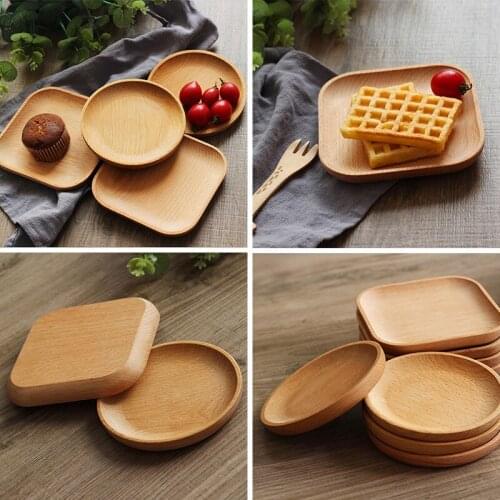 Beech Wooden Tea Tray Serving Table Plate Snacks Food Storage Dish For Hotel Home Kitchen Serving Tray Dessert Storage Dish
