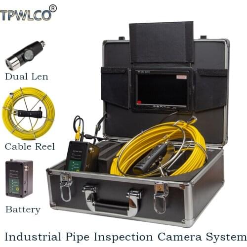 Dual Len Industrial Pipe Inspection Camera System With 20m Cable 42mm Sewer Drain Inspection Camera 7inch Monitor Waterproof