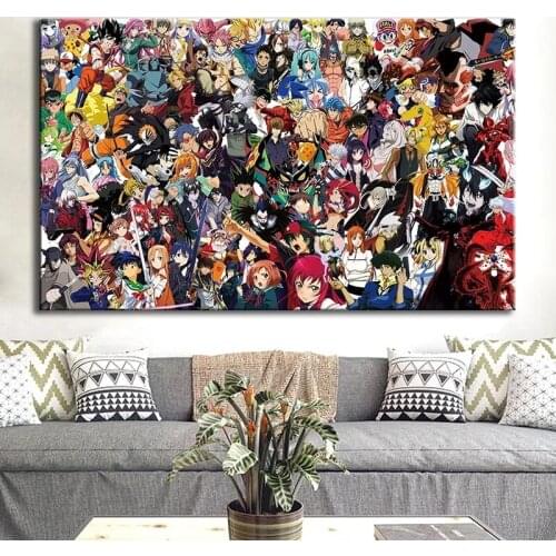 Japanese Anime Character Collection Canvas Painting Cartoon Movie Posters and Print Wall Art Picture Cuadros for Kids Room Decor