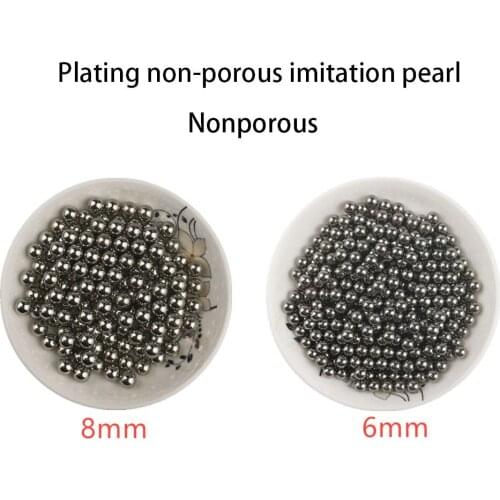 Round electroplating imitation pearl 6-8mm home DIY window decoration decoration double hole golden beaded handmade material