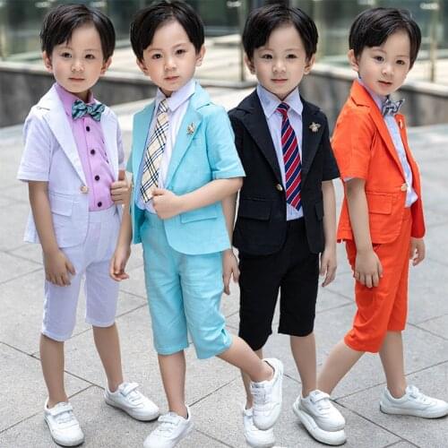 Summer Short Schoolyard Boys Blazer Short Clothing Sets New Fashion Candy Casual Childrens Suits For Party Kids Baby Set,G126
