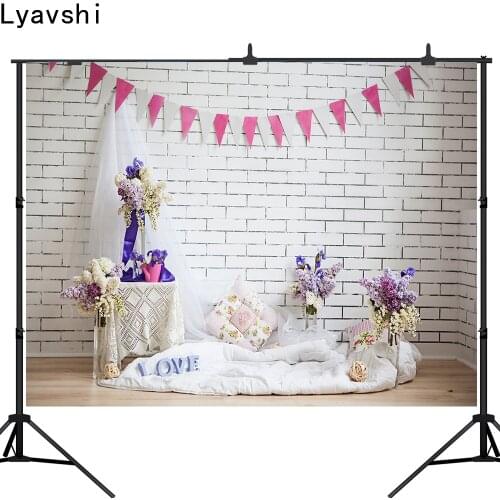 Lyavshi Photo Background Brick Wall Wedding Flowers Valentines Day Child Photography Backdrop Photocall Photo Studio props