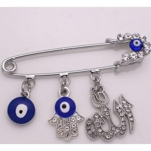 Allah hamsa hand of fatima Turkish evil eye little brooch baby pin
